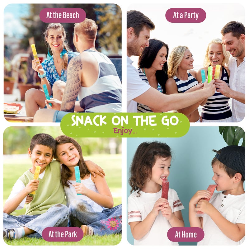 Frozip 125 Disposable Ice Popsicle Mold Bags| BPA Free Freezer Tubes With Zip Seals | For Healthy Snacks, Yogurt Sticks, Juice & Fruit Smoothies, Ice Candy Pops| Comes With A Funnel (8x2") - Image 4